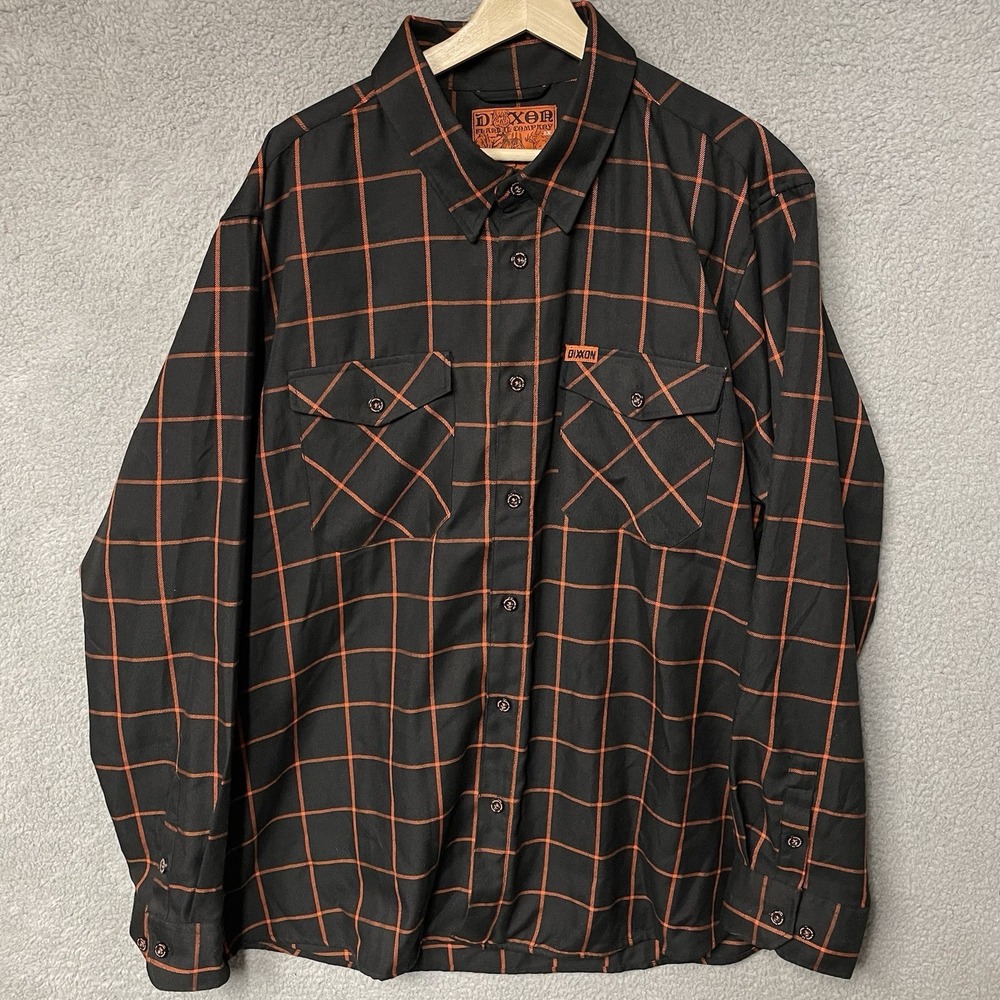 Dixxon Flannel Hallow Shirt Mens 2XL Black Orange Halloween Button Up Plaid Fall